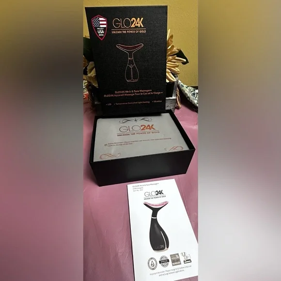 Glo24K Skin Rejuvenation Beauty Led Device for Face and Neck Black/Gold New